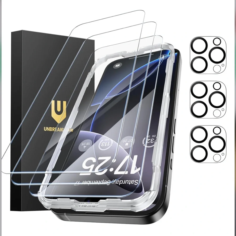 iPhone 16 PRO Tempered Glass Screen Protectors & Camera Lens Protectors (3-Pack)